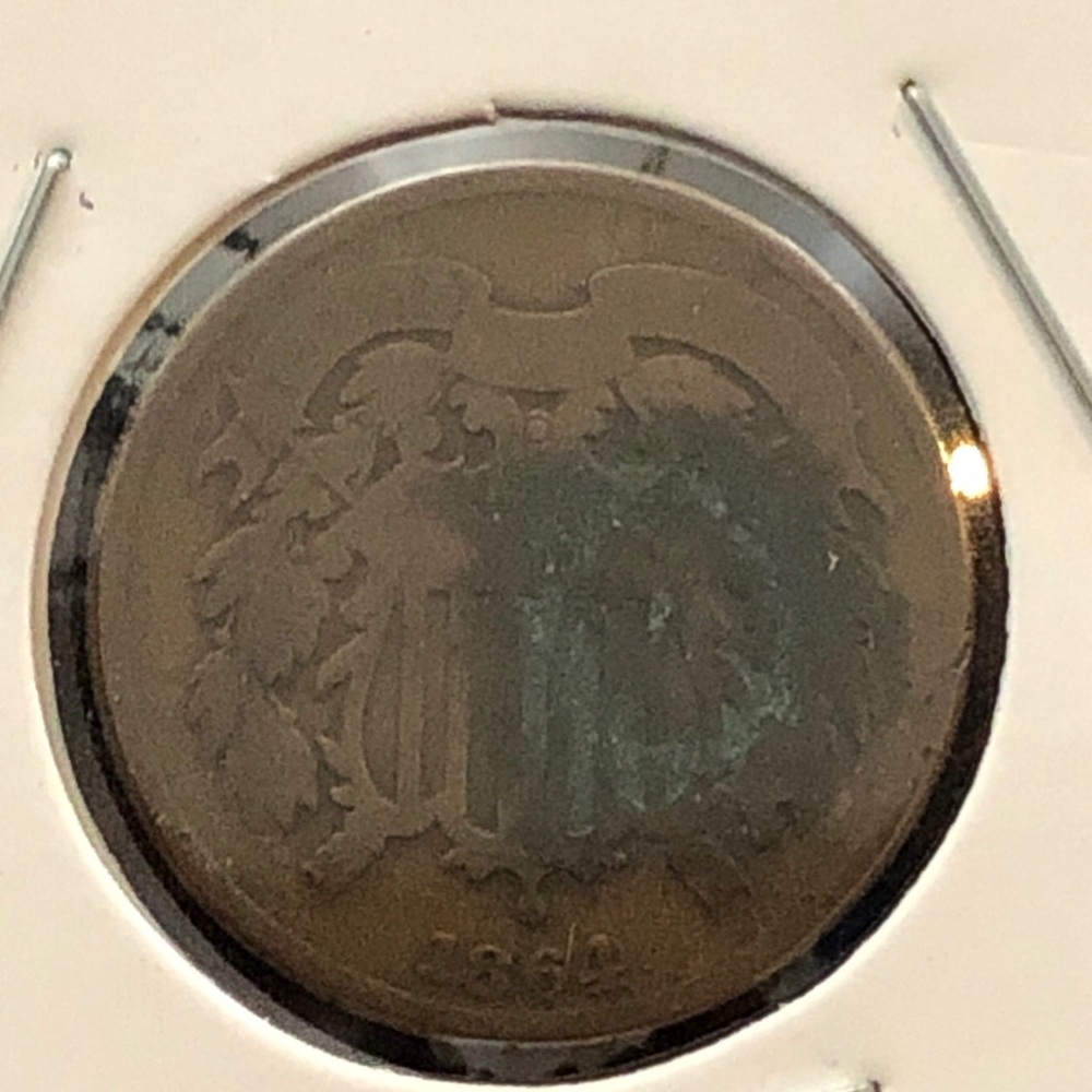 1864 $.02 Major Mint Error, Two Cent Coin Rotated Die Error  180 degree